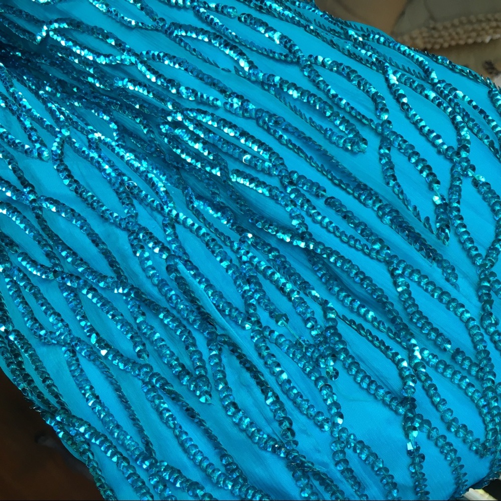 Vintage Teal Sequin Dress Eras Tour Medium Rare - Picture 5 of 11